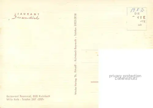 AK / Ansichtskarte Kulmbach Restaurant Besenstiel Stube Kulmbach