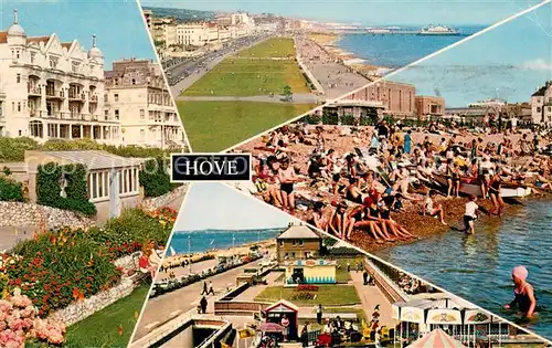 AK / Ansichtskarte Hove_Brighton The Lawns and Seafront Gardens The Beach The Seefront Hove Brighton
