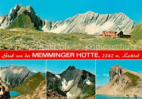 AK / Ansichtskarte Memminger_Huette Berghuette Lechtaler Alpen Gebirgspanorama Bergsee Memminger Huette