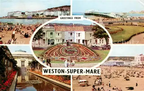 AK / Ansichtskarte Weston super Mare Marine Lake Madeira Cove The Floral Clock Lily Pool Winter Gardens The Pier The Sands Weston super Mare