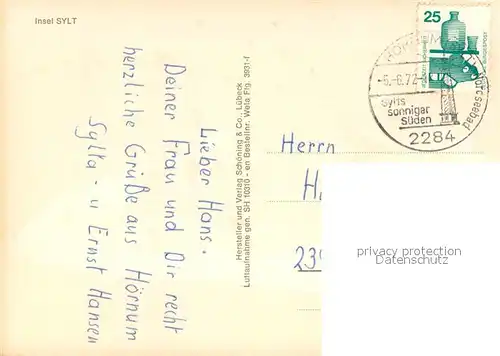 AK / Ansichtskarte Insel_Sylt Fliegeraufnahme Insel_Sylt