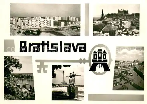 AK / Ansichtskarte Bratislava_Pressburg_Pozsony Strkovec Hrad Dunaj Slavin Mierove namestie 