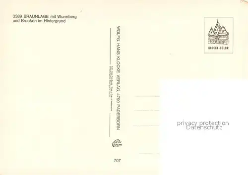 AK / Ansichtskarte Braunlage mit Wurmberg und Brocken im Hintergrund Fliegeraufnahme Braunlage