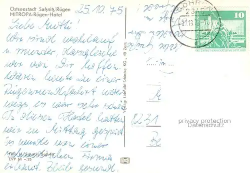 AK / Ansichtskarte Sassnitz_Ostseebad_Ruegen Mitropa Ruegen Hotel Sassnitz_Ostseebad_Ruegen