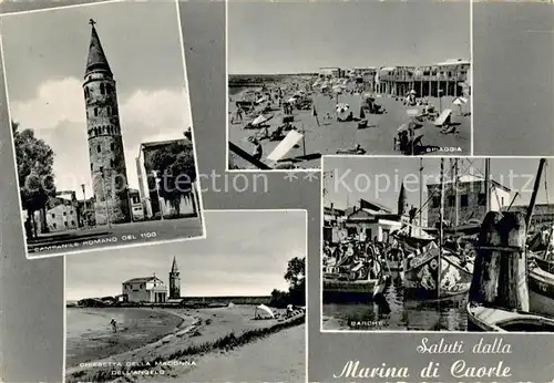 AK / Ansichtskarte Caorle_Venezia Campanile Romano  Spiaggia Chiesetta della Madonna dellAngelo Barche Caorle_Venezia