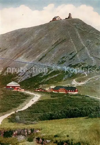 AK / Ansichtskarte Schneekoppe_Snezka Schlesierhaus und Riesenbaude Schneekoppe Snezka