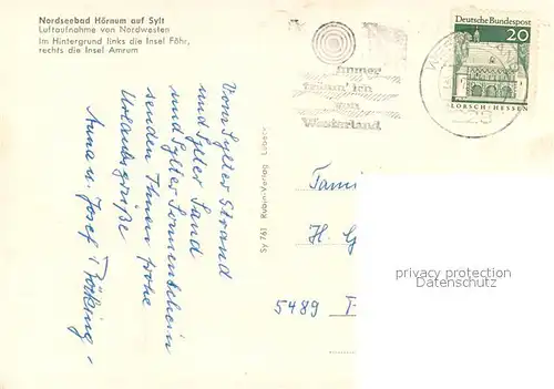 AK / Ansichtskarte Hoernum_Sylt Nordseebad Fliegeraufnahme Hoernum Sylt