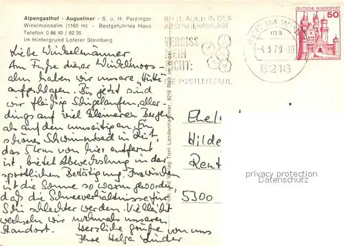 AK / Ansichtskarte Reit_Winkl Alpengasthof Augustiner Winklmoosalm mit Loferer Steinberge Reit_Winkl