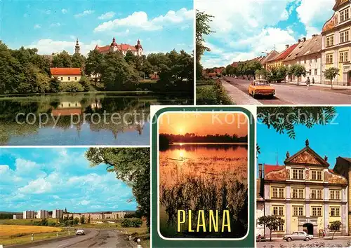 AK / Ansichtskarte Plana Mestska pamatkova rezervace Vetsina domu na namesti Rude armady je v zaklade pozdne renesancnich Labuti rybnik je prirodni rezervaci Plana