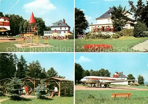 AK / Ansichtskarte Langenbernsdorf Naherholungszentrum Koberbachtalsperre Werdauer Wald Konsum Gaststaette Waldperle Flugzeug Langenbernsdorf