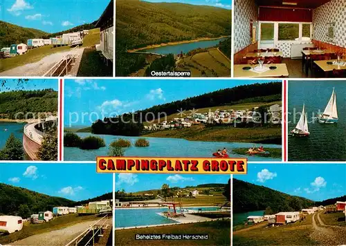 AK / Ansichtskarte Herscheid_Sauerland Campingplatz Ernst Grote Details Oestertalsperre Freibad Herscheid_Sauerland