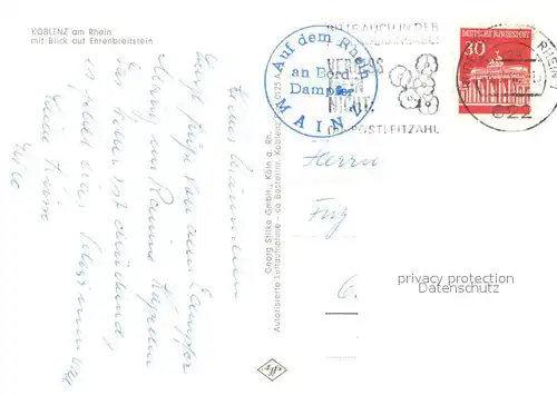 AK / Ansichtskarte Koblenz_Rhein Fliegeraufnahme mit Festung Ehrenbreitstein Koblenz_Rhein