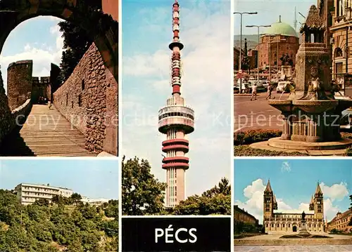 AK / Ansichtskarte Pecs Teilansichten Burg Kathedrale Brunnen Fernsehturm Pecs