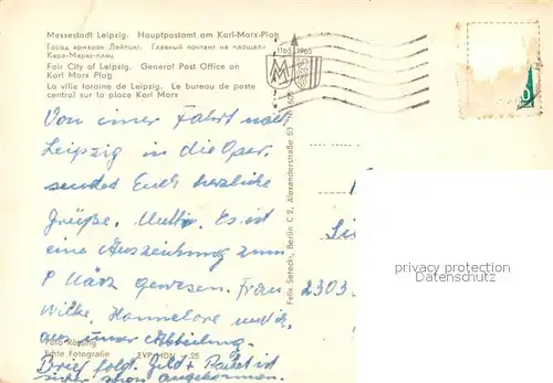 AK / Ansichtskarte Leipzig Hauptpostamt am Karl Marx Platz Messestadt Leipzig