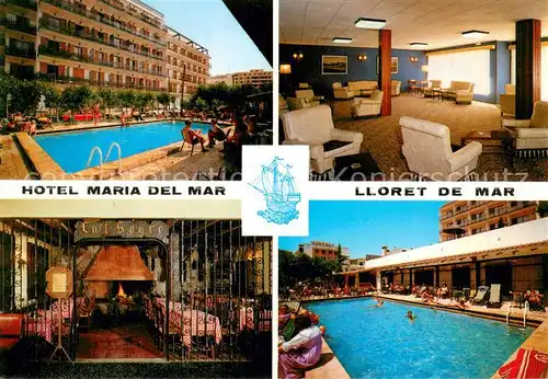 AK / Ansichtskarte Lloret_de_Mar Hotel Maria del Mar Foyer Pool Gastraum Lloret_de_Mar