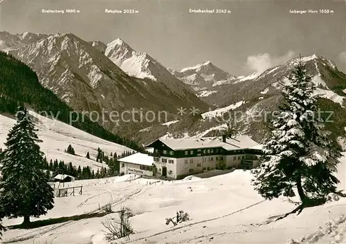 AK / Ansichtskarte Oberjoch Hotel Haus Ingeburg auf der Hoehe Winterimpressen Allgaeuer Alpen Oberjoch
