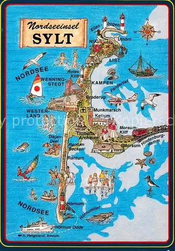 AK / Ansichtskarte Sylt Inselkarte Sylt