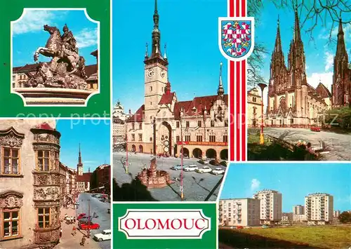 AK / Ansichtskarte Olomouc Caesarova kasna Radnice Svatovaclavsky dom Namesti Rude armady s renesancnim ar kyrem Sidliste treti petiletky Olomouc