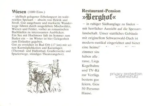 AK / Ansichtskarte Wiesen_Unterfranken Restaurant Pension Berghof Kegelbahnen Wiesen Unterfranken
