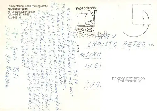 AK / Ansichtskarte Selb Familienferien  und Erholungsstaette Haus Silberbach Selb