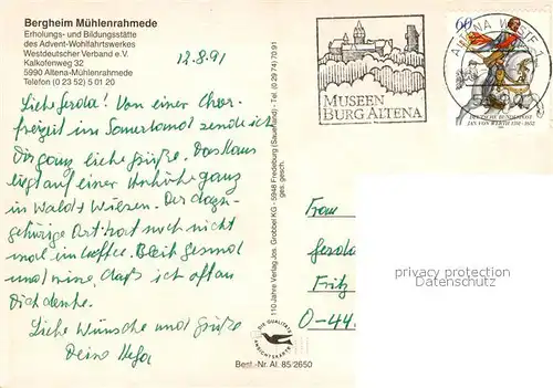 AK / Ansichtskarte Muehlenrahmede Bergheim Muehlenrahmede Erholungs  und Bildungsstaette Muehlenrahmede