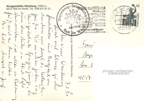 AK / Ansichtskarte Reit_Winkl Berggaststaette Walmberg Gaststube Sessellift Panorama Reit_Winkl