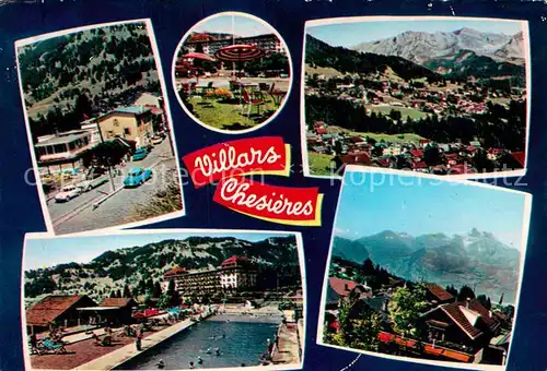 AK / Ansichtskarte Villars_Chesieres Teilansichten Freibad Panorama Alpenblick Villars_Chesieres