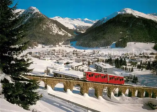 AK / Ansichtskarte Davos_Dorf_GR Winterpanorama gegen Pischahorn Parsenn Bahn Davos_Dorf_GR