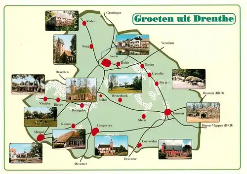AK / Ansichtskarte Drenthe und Umgebung Landkarte Drenthe