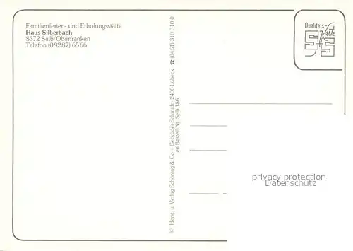 AK / Ansichtskarte Selb Familienferien  und Erholungsstaette Haus Silberbach Selb