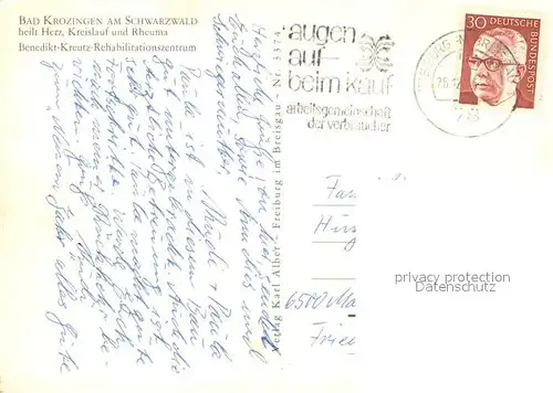 AK / Ansichtskarte Bad_Krozingen Benedikt Kreuz Rehabilitationszentrum Kurort am Schwarzwald Bad_Krozingen