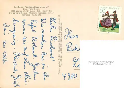 AK / Ansichtskarte uedersdorf Gasthaus Pension Haus Liesertal uedersdorf