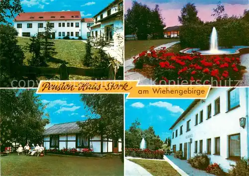AK / Ansichtskarte Bad_Holzhausen_Luebbecke Pension Haus Stork am Wiehengebirge Springbrunnen Bad_Holzhausen_Luebbecke