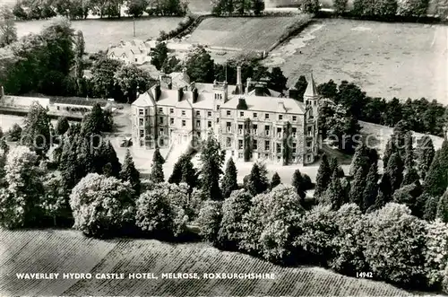 AK / Ansichtskarte Melrose_ Waverley Hydro Castle Hotel Roxburgshire Air view Melrose_