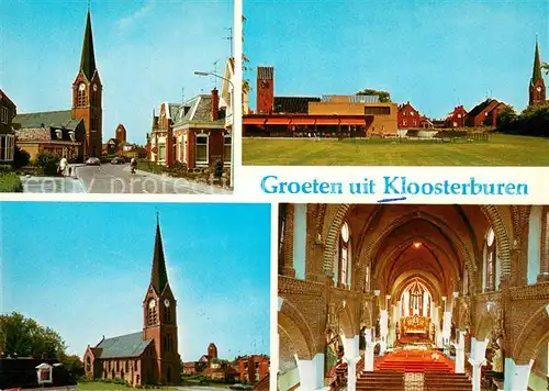 AK / Ansichtskarte Kloosterburen Ortsansicht mit Kirche Inneres der Kirche 