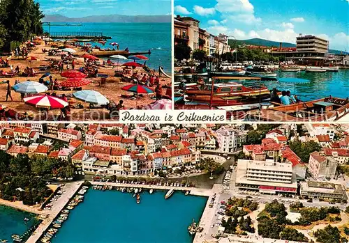 AK / Ansichtskarte Crikvenica_Kroatien Strand Hafen Fliegeraufnahme Crikvenica Kroatien