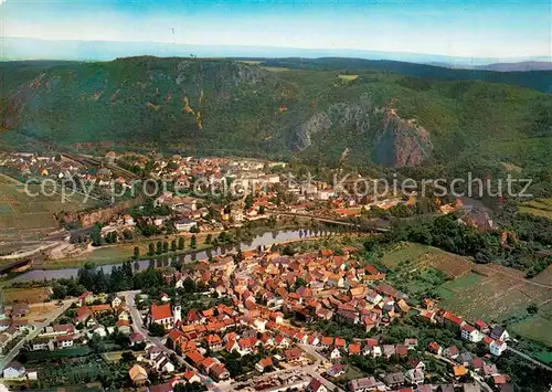 AK / Ansichtskarte Bad_Muenster_Stein_Ebernburg mit Ebernburg Rheingrafenstein und der Gaus Fliegeraufnahme Bad_Muenster