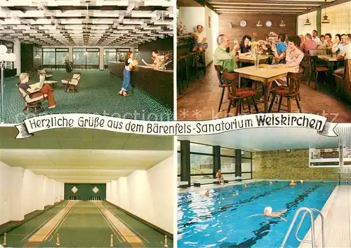 AK / Ansichtskarte Weiskirchen_Saar Baerenfels Sanatorium Empfang Restaurant Kegelbahnen Hallenbad Weiskirchen Saar