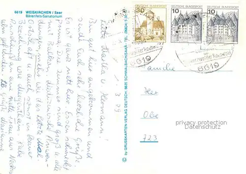 AK / Ansichtskarte Weiskirchen_Saar Baerenfels Sanatorium Empfang Restaurant Kegelbahnen Hallenbad Weiskirchen Saar