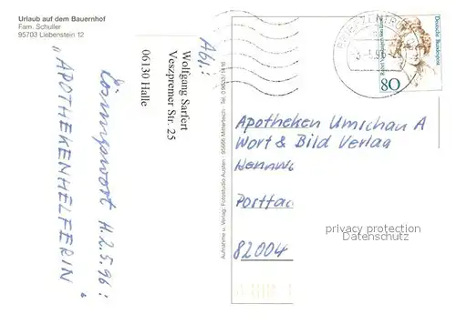 AK / Ansichtskarte Liebenstein_Ploessberg Urlaub auf dem Bauernhof Gaestezimmer Liegewiese Badesteg Liebenstein_Ploessberg