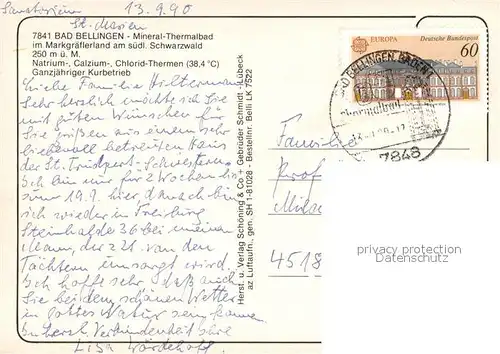 AK / Ansichtskarte Bad_Bellingen Mineral Thermalbad Markgraeflerland Schwarzwald Fliegeraufnahme Bad_Bellingen