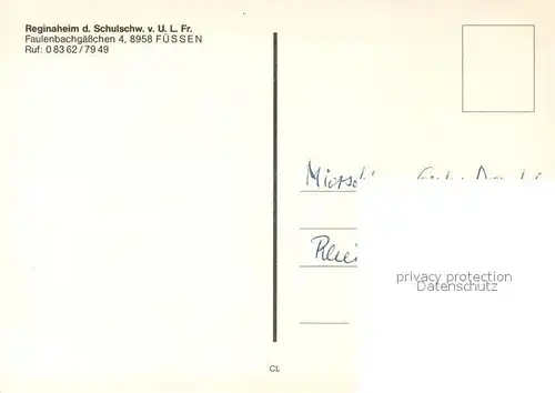 AK / Ansichtskarte Fuessen_Allgaeu Reginaheim der Schulschwestern von Unserer Lieben Frau Fuessen Allgaeu