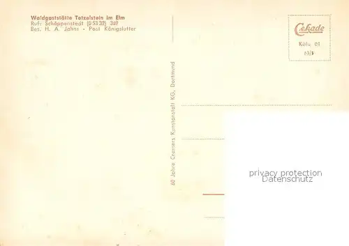 AK / Ansichtskarte Koenigslutter_Elm Waldgaststaette Tetzelstein im Elm Koenigslutter Elm