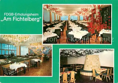 AK / Ansichtskarte Oberwiesenthal_Erzgebirge FDGB Erholungsheim Am Fichtelberg Restaurant Kaminzimmer Oberwiesenthal Erzgebirge
