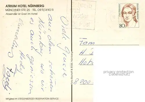AK / Ansichtskarte Nuernberg Atrium Hotel Nuernberg