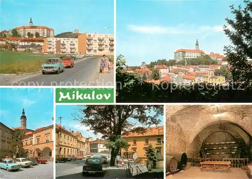 AK / Ansichtskarte Mikulov_Nikolsburg_Suedmaehren Neue Siedlungen Stadtpanorama Schloss Rote Armee Platz Obri sud Mikulov_Nikolsburg