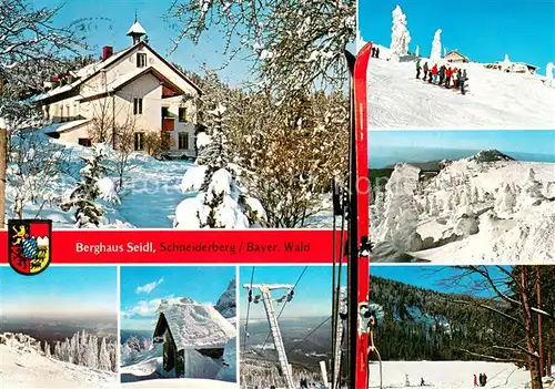 AK / Ansichtskarte Schneiderberg Berghaus Seidl Winterpanorama Bayerischer Wald Schneiderberg