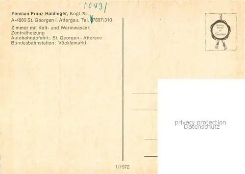 AK / Ansichtskarte St_Georgen_Attergau Dorfansicht mit Pension Haidinger St_Georgen_Attergau