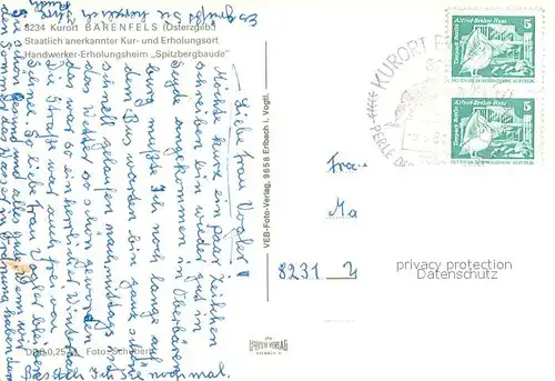 AK / Ansichtskarte Baerenfels_Erzgebirge Handwerker Erholungsheim Spitzbergbaude Baerenfels Erzgebirge