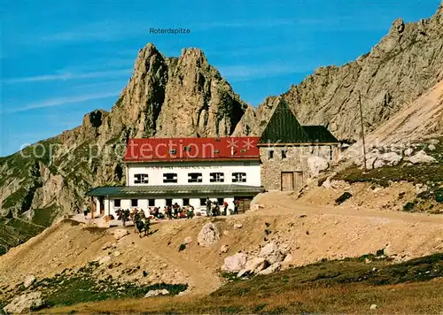 AK / Ansichtskarte Kastelruth_Suedtirol Schutzhaus Tierser Alpl mit Roterdspitze Kastelruth_Suedtirol